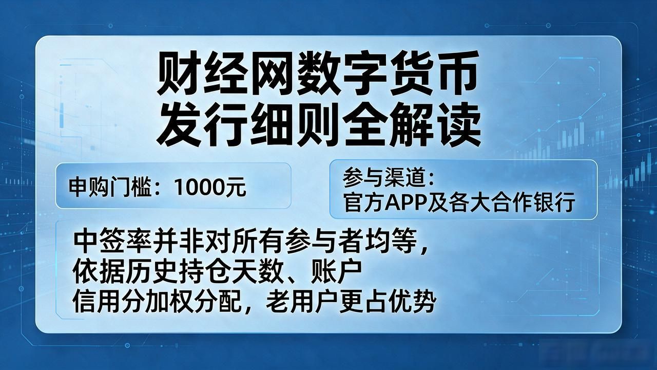 财经网数字货币发行细则全解读，申购门槛和参与渠道怎么看