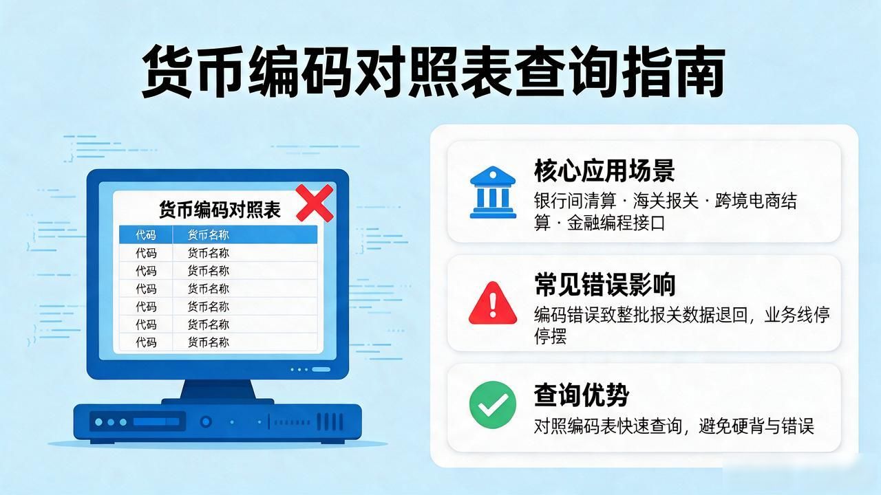货币对应数字编码怎么查，一张对照表帮你搞定，别再硬背了