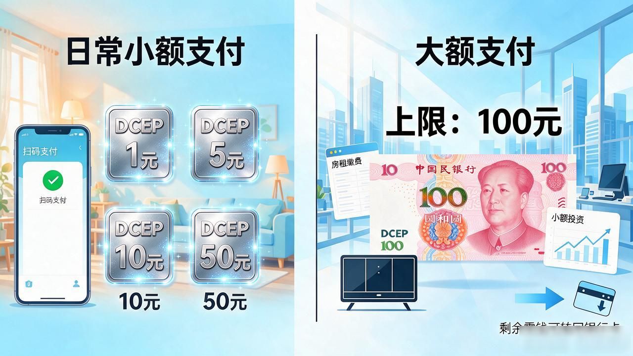 dcep数字货币面值有几种？小额支付和转账分别选哪档最实用